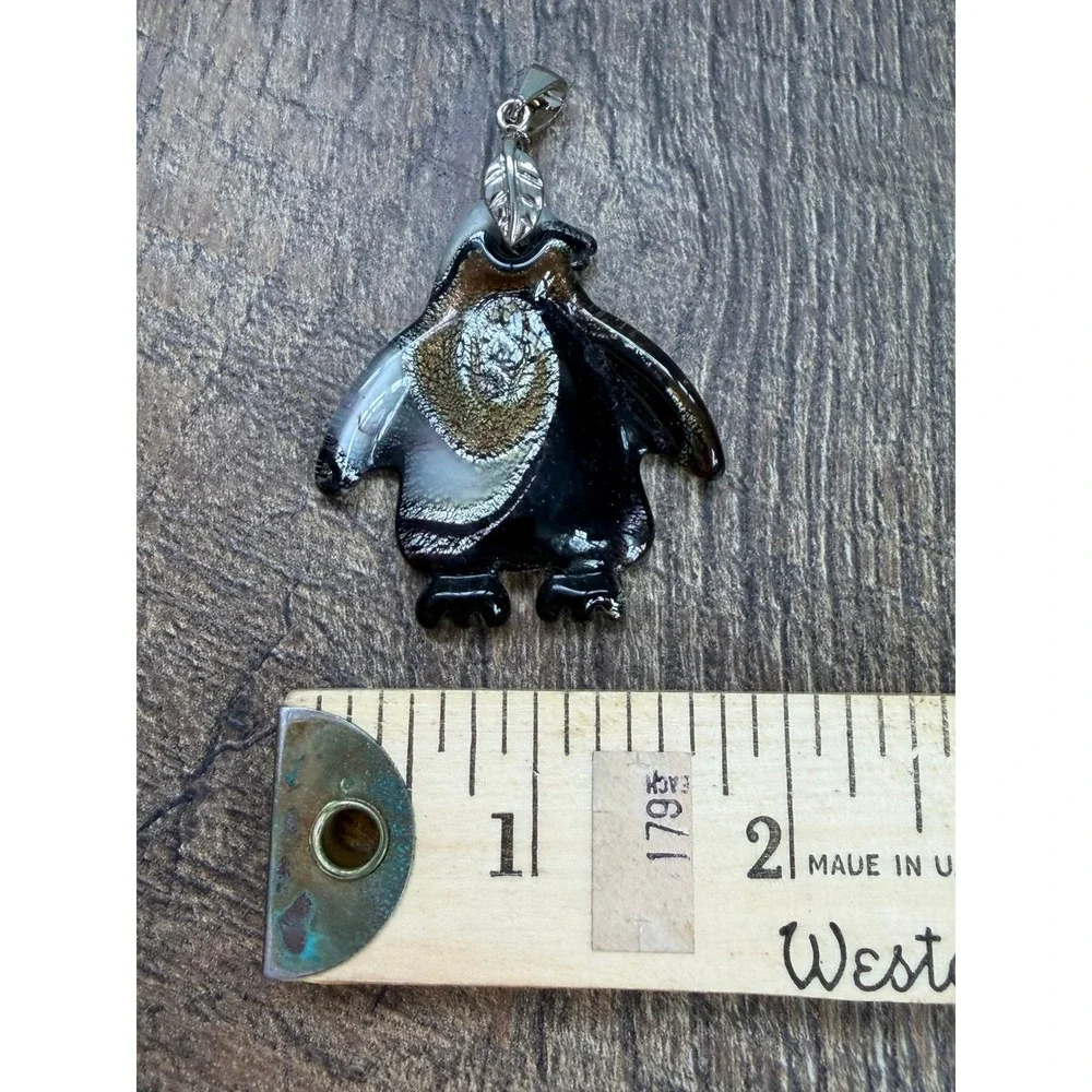 Art Glass Penguin Pendant Unisex OS‎ Black Gold Silver